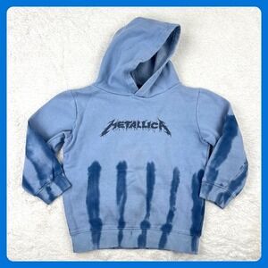 Metallica Tie Dye Hoodie Kid's Size 6 Blue Cotton Hooded Sweatshirt Fleece